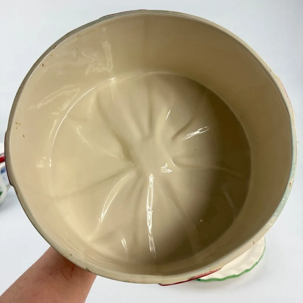 Portugal Ceramics Ribbons N‎ Bows Christmas Cake Dome Platter Vintage 1998 Gift